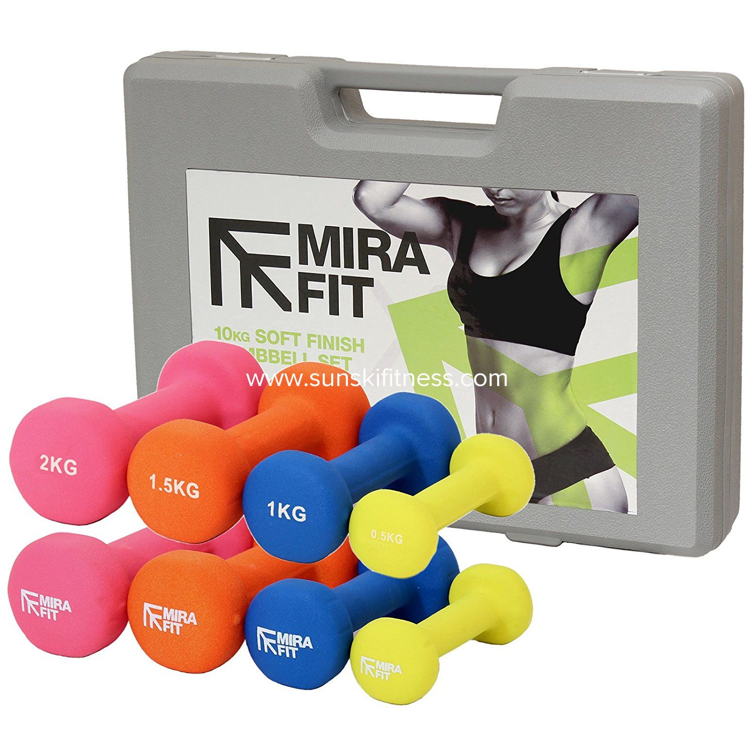 Neoprene dumbbell set with case